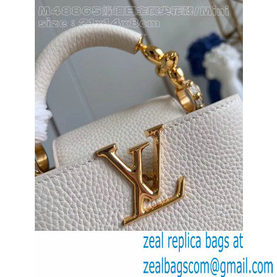 Louis Vuitton Taurillon leather Capucines Mini Bag M23944 Quartz White 2024