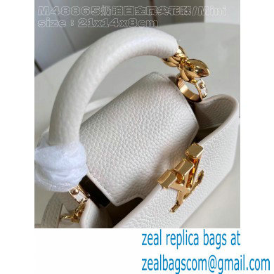 Louis Vuitton Taurillon leather Capucines Mini Bag M23944 Quartz White 2024