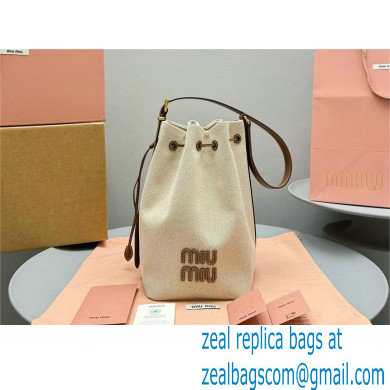 MIU MIU Canvas and leather bucket bag 5BE089 2024