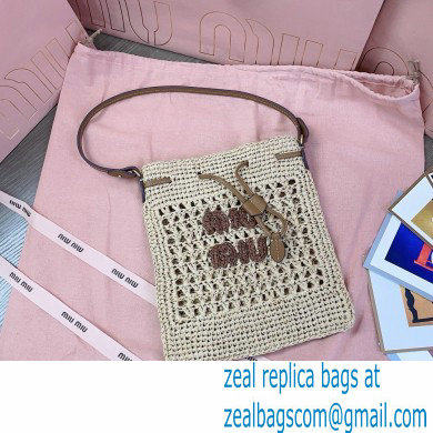 Miu Miuwoven raffia mini bag beige 2024