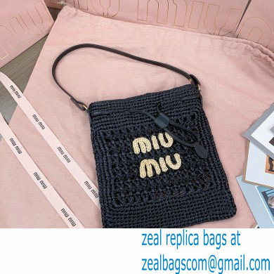 Miu Miuwoven raffia mini bag black 2024