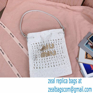 Miu Miuwoven raffia mini bag white 2024