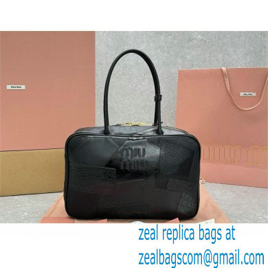 Miu Miu leather patchwork bag 5BB117 black 2024