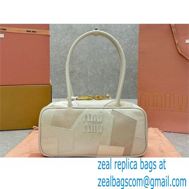 Miu Miu leather patchwork bag 5BB148 white 2024
