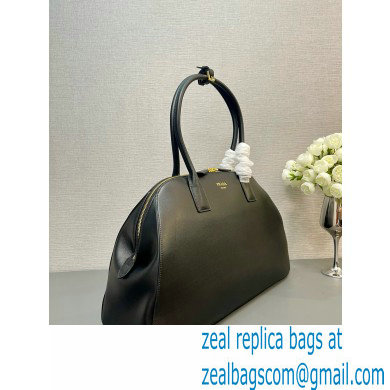 PRADA Large leather tote bag with zipper closure 1BG506 BLACK 2024