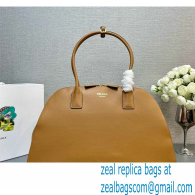 PRADA Large leather tote bag with zipper closure 1BG506 CARAMEL 2024