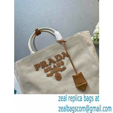PRADA Large linen blend tote bag 1BG473 Natural 2024
