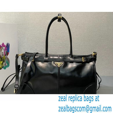Prada Large leather handbag 1BA433 Black 2024