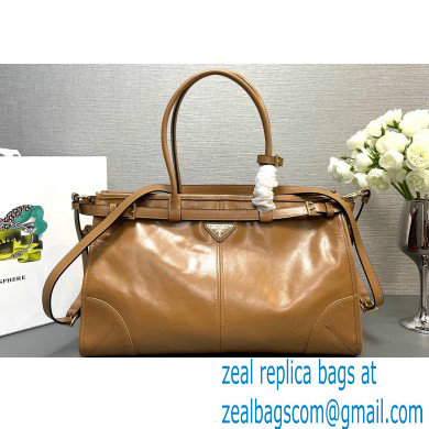 Prada Large leather handbag 1BA433 Brown 2024