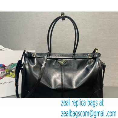 Prada Large leather handbag 1BA439 Black 2024