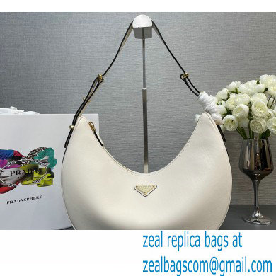 Prada Large leather shoulder bag 1BC212 White 2024