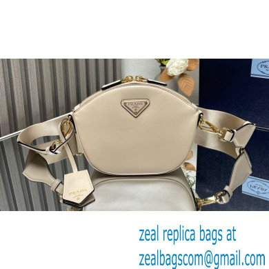Prada Leather mini shoulder bag 1BH212 White 2024