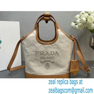 Prada Linen blend and leather mini-buckle bag 1BE074 2024