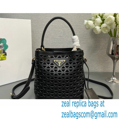 Prada Panier leather mini-bag with cut-out motif 1BA217 Black 2024
