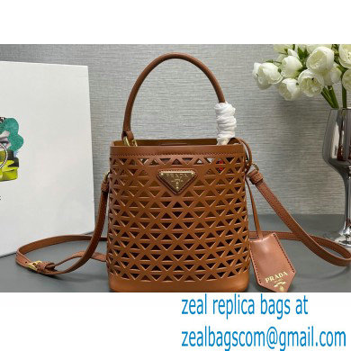 Prada Panier leather mini-bag with cut-out motif 1BA217 Brown 2024