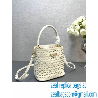 Prada Panier leather mini-bag with cut-out motif 1BA217 White 2024