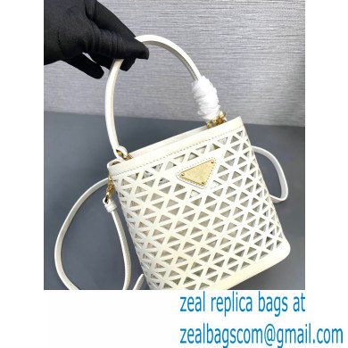 Prada Panier leather mini-bag with cut-out motif 1BA217 White 2024
