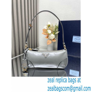 Prada Re-Edition 2002 small leather shoulder bag 1BC201 gray 2024