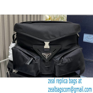 Prada Re-Nylon and leather shoulder Bag 2VD062 Black 2024