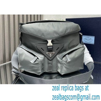 Prada Re-Nylon and leather shoulder Bag 2VD062 Gray 2024