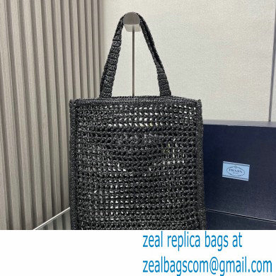 Prada raffia tote bag 1BG393 Black 2024