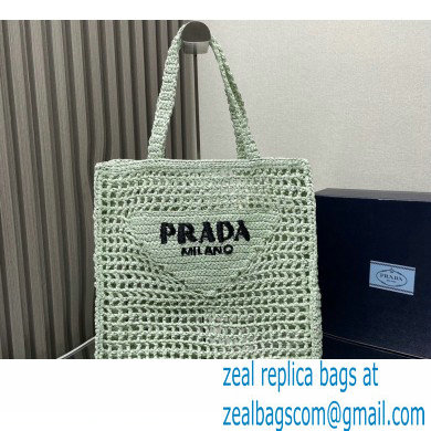 Prada raffia tote bag 1BG393 Light Green 2024