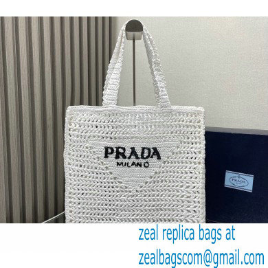 Prada raffia tote bag 1BG393 White 2024