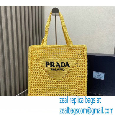 Prada raffia tote bag 1BG393 Yellow 2024
