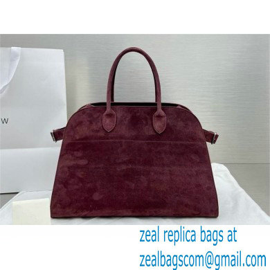 THE ROW MARGAUX 15 BAG IN suede LEATHER BURGUNDY 2024