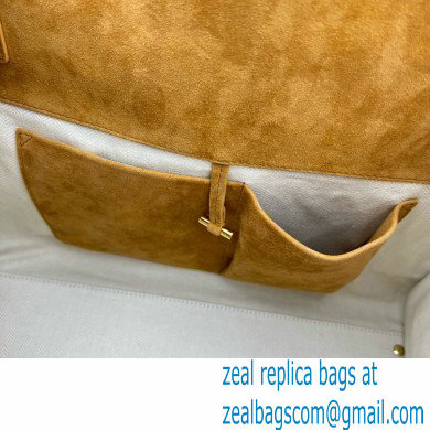 THE ROW MARGAUX 15 BAG IN suede LEATHER CARAMEL 2024
