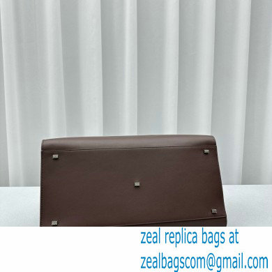 THE ROW MARGAUX 17 BAG IN BOX LEATHER Dark Chocolate 2024