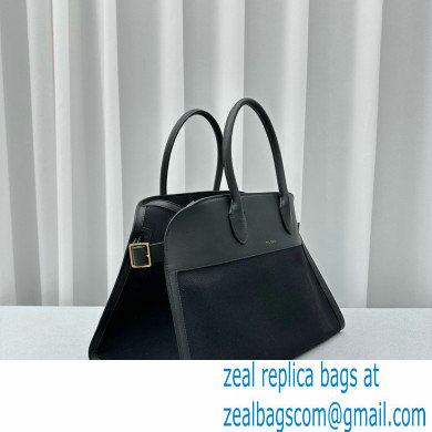 The Row Soft Margaux 15 Bag in Leather black/Canvas White 2024