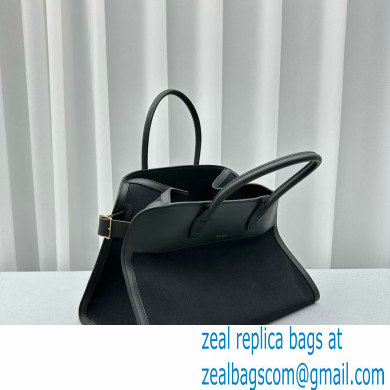 The Row Soft Margaux 15 Bag in Leather black/Canvas White 2024
