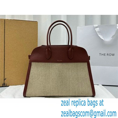 The Row Soft Margaux 15 Bag in Leather burgundy/Canvas White 2024