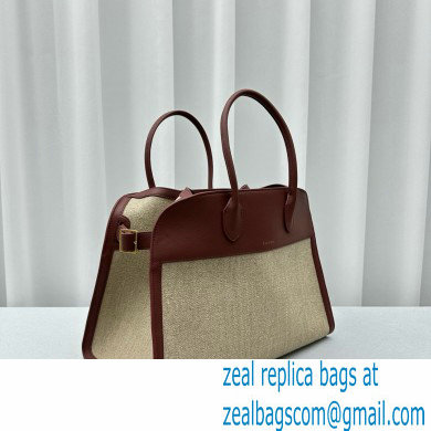 The Row Soft Margaux 15 Bag in Leather burgundy/Canvas White 2024