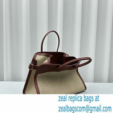 The Row Soft Margaux 15 Bag in Leather burgundy/Canvas White 2024
