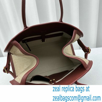 The Row Soft Margaux 15 Bag in Leather burgundy/Canvas White 2024