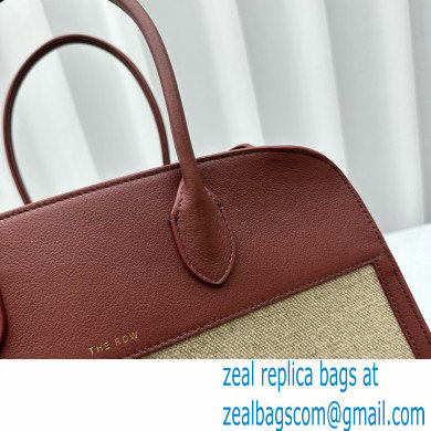 The Row Soft Margaux 15 Bag in Leather burgundy/Canvas White 2024