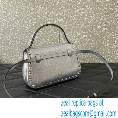 Valentino Garavani Small Rockstud Top Handle Bag silver 2024
