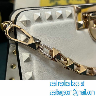 Valentino Rockstud Clutch Bag In Calfskin White 2024